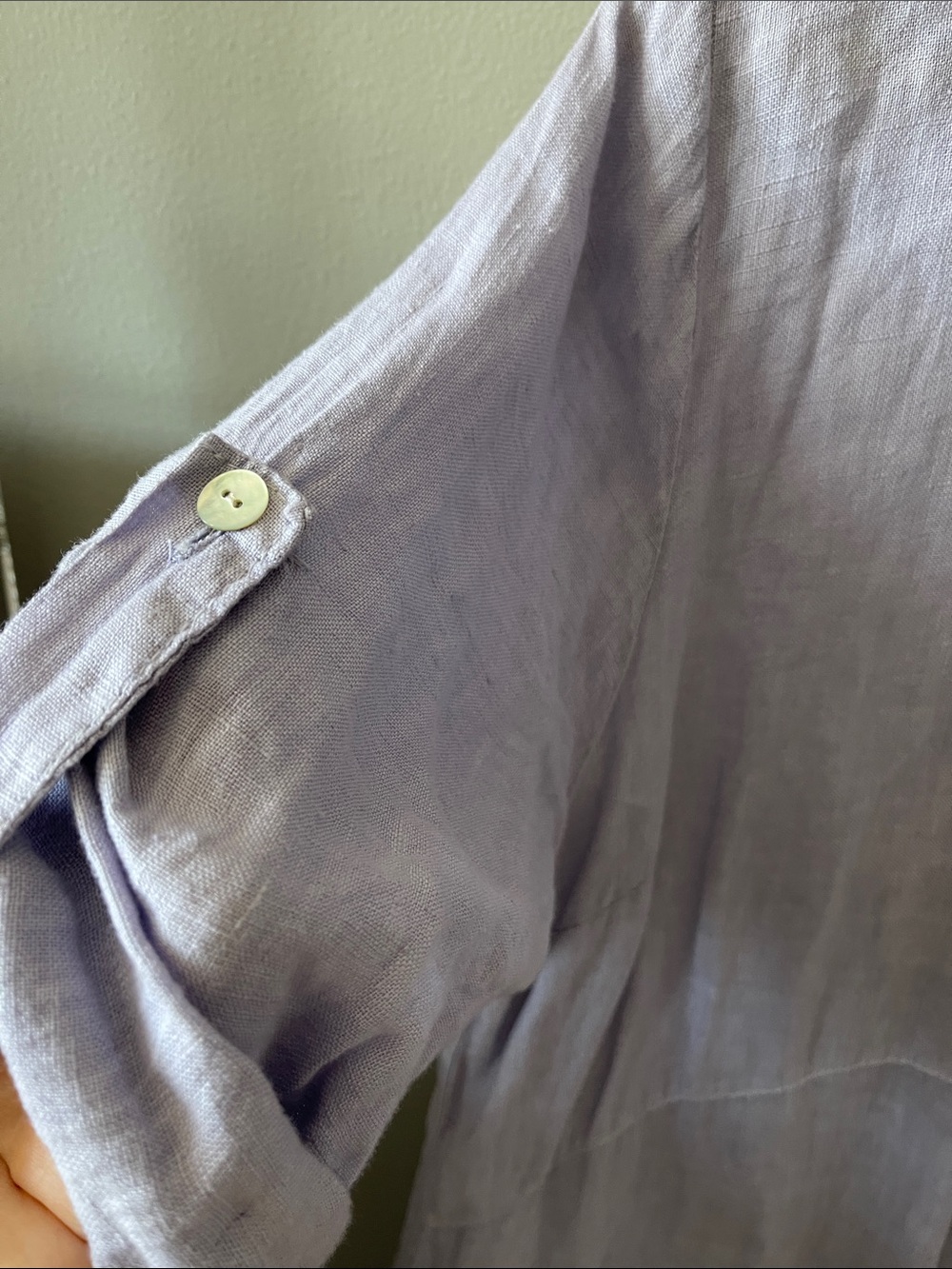 Italian 100% Linen Button-Front Maxi Dress in Lavender - Picture 4 of 9